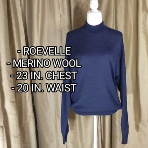 Roevelle Wool Navy Turtleneck Sweater. Size Medium.